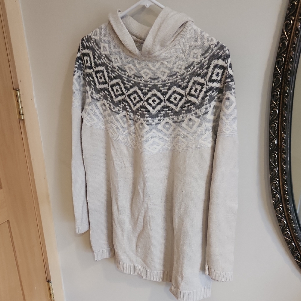 J. Jill Ivory and Charcoal Patterned Turtleneck Sweater